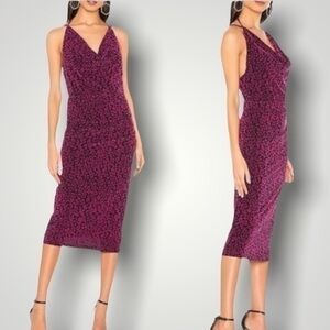 NBD Jaguar animal print Midi Dress in Magenta & Black